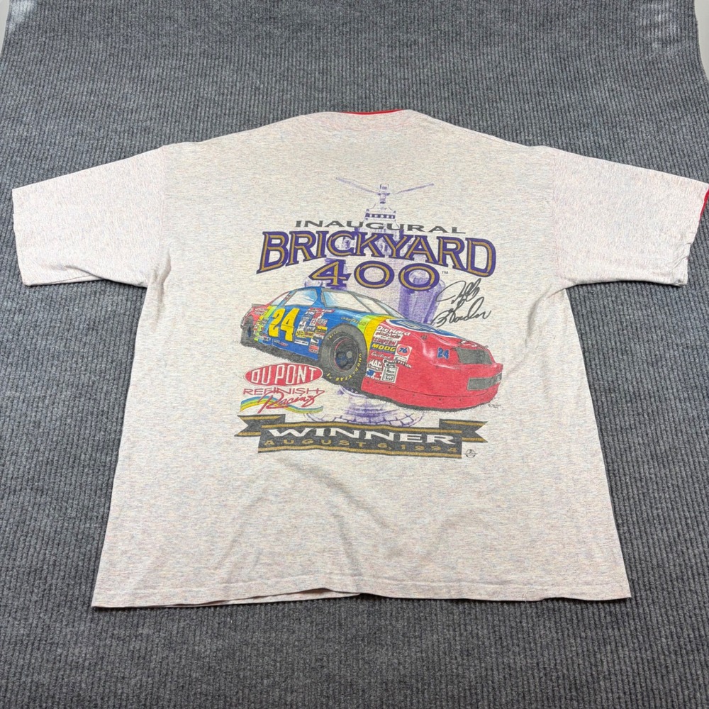Vintage Cal Cru Shirt Men's XXLJeff‎ Gordon Brickyard 400 Winner Gray NASCAR 90s